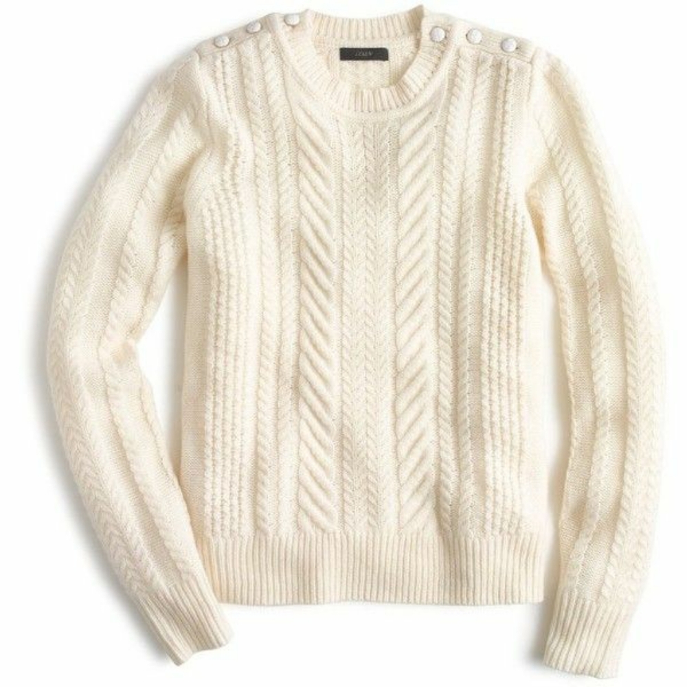 J. CREW Wool Cable Knit Cream Sweater